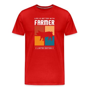 Farmer - Men's Premium Organic T-Shirt - red - Front - Damien (186cm)