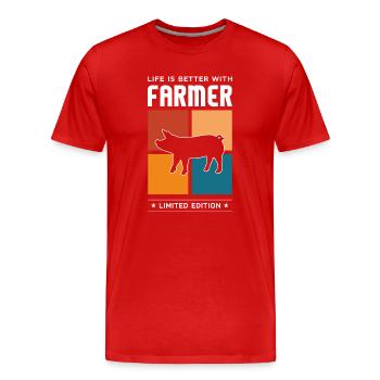 Farmer - Men's Premium Organic T-Shirt - red - Front - Damien (186cm)