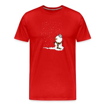Schneemann im Schnee. - Männer Premium Bio T-Shirt - Rot - Vorne - Damien (186cm)