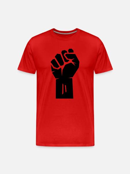 Black raised clenched fist. - Men's Premium Organic T-Shirt - red