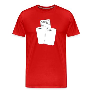 Lustige Karten gegen die Menschheit - Männer Premium Bio T-Shirt - Rot - Vorne - Damien (186cm)