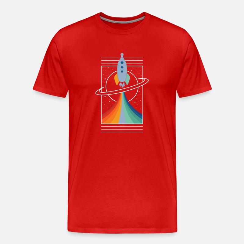 Rakete (Bunt, Umriss) - Männer Premium Bio T-Shirt - Rot