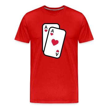 Cartes as de coeur cartes à jouer poker - T-shirt bio Premium Homme - rouge - Devant - Damien (186cm)