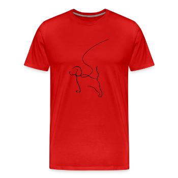 Dog on a Leash Line Art - Minimalist - Men's Premium Organic T-Shirt - red - Front - Damien (186cm)