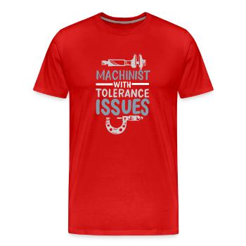 Cadeau d’ingénieur mécanicien machiniste - T-shirt bio Premium Homme - rouge - Devant - Damien (186cm)
