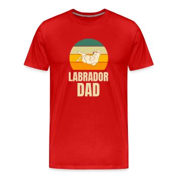 Retro Dogs Papa Cadeau fête des pères Labrador - T-shirt bio Premium Homme - rouge - Devant - Damien (186cm)