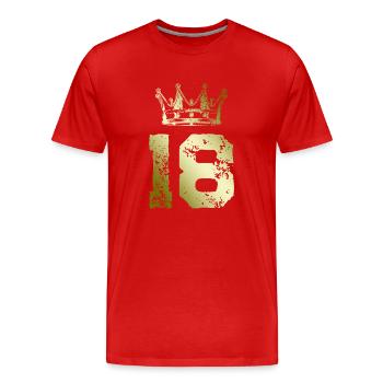 18 Number crown - Men's Premium Organic T-Shirt - red - Front - Damien (186cm)