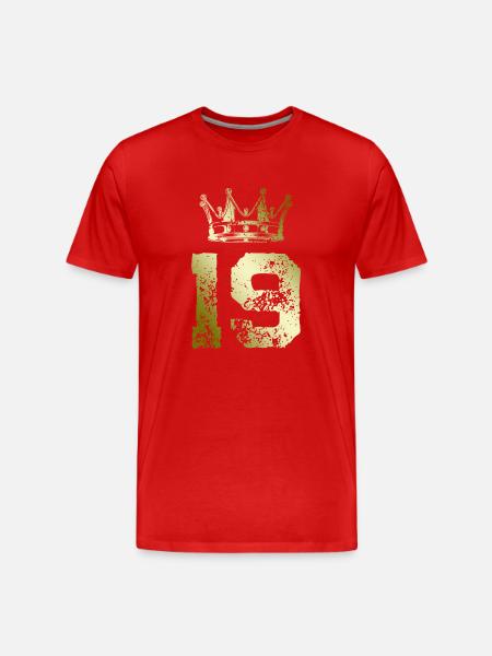 19 Couronne numérique - T-shirt bio Premium Homme - rouge