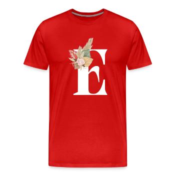 blumiger Buchstabe E - Männer Premium Bio T-Shirt - Rot - Vorne - Damien (186cm)