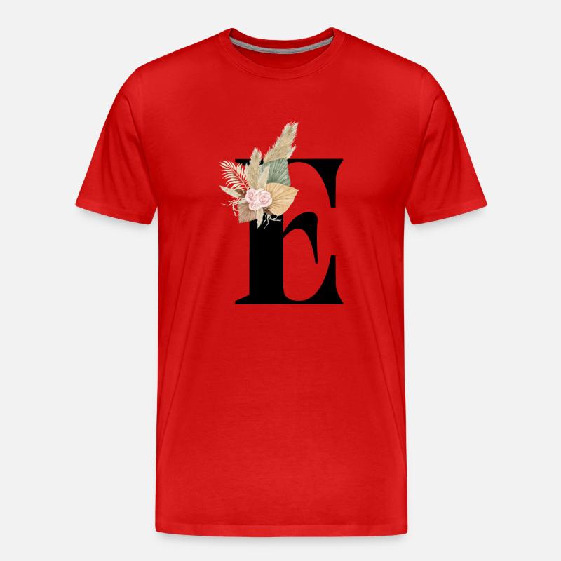 blumiger Buchstabe E - Männer Premium Bio T-Shirt - Rot