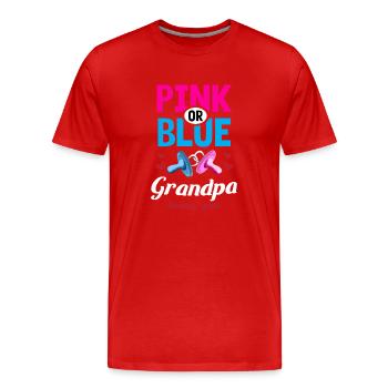 Grand-père rose ou bleu vous aime Gender Reveal Party - T-shirt bio Premium Homme - rouge - Devant - Damien (186cm)