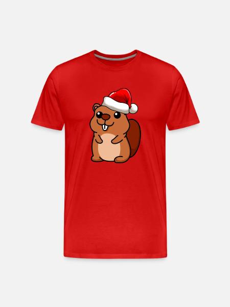 Beaver Comic Christmas - Men's Premium Organic T-Shirt - red