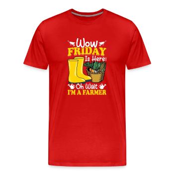 Farmer Tractor Farming Quote für Landwirte - Männer Premium Bio T-Shirt - Rot - Vorne - Damien (186cm)