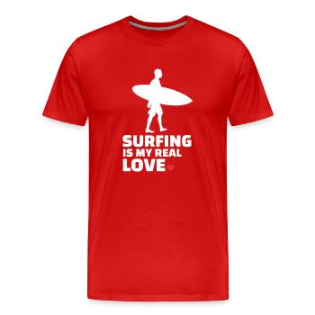 Ich Liebe Es Zu Surfen - Männer Premium Bio T-Shirt - Rot - Vorne - Damien (186cm)