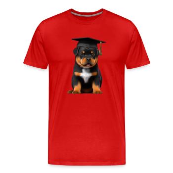 Studies Dogs Bachelor Rottweiler School Diploma - Men's Premium Organic T-Shirt - red - Front - Damien (186cm)