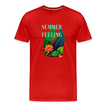 SENSATION D’ÉTÉ - T-shirt bio Premium Homme - rouge - Devant - Damien (186cm)