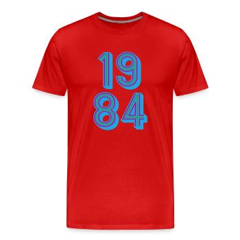 1984 Année de naissance | Couleurs changeantes - T-shirt bio Premium Homme - rouge - Devant - Damien (186cm)