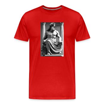 Zeus II - Männer Premium Bio T-Shirt - Rot - Vorne - Damien (186cm)