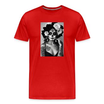 Santa Muerte II - T-shirt bio Premium Homme - rouge - Devant - Damien (186cm)