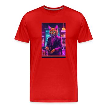 Barman Cat 2 - T-shirt bio Premium Homme - rouge - Devant - Damien (186cm)