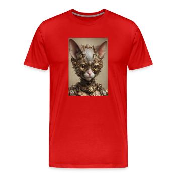 Cyber Punk Chat Sphinx - T-shirt bio Premium Homme - rouge - Devant - Damien (186cm)