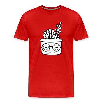 Cooler Kaktus mit Brille - Männer Premium Bio T-Shirt - Rot - Vorne - Damien (186cm)