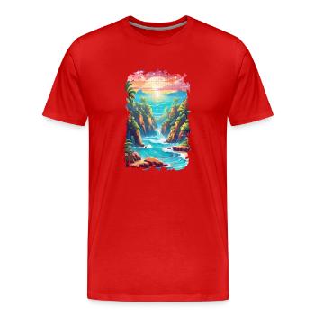Strandurlaub Sonne Meer - Männer Premium Bio T-Shirt - Rot - Vorne - Damien (186cm)
