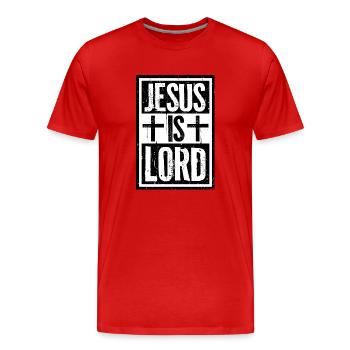 Jesus ist der Herr, glaube an das Kreuz Christi, den christlichen Glauben - Männer Premium Bio T-Shirt - Rot - Vorne - Damien (186cm)