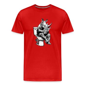 Nashorn auf Toilette - Männer Premium Bio T-Shirt - Rot - Vorne - Damien (186cm)