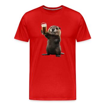 Biber Bier - Männer Premium Bio T-Shirt - Rot - Vorne - Damien (186cm)