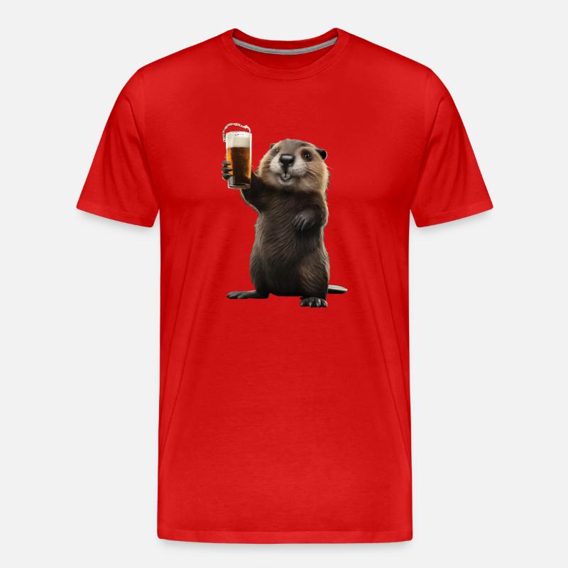 Biber Bier - Männer Premium Bio T-Shirt - Rot