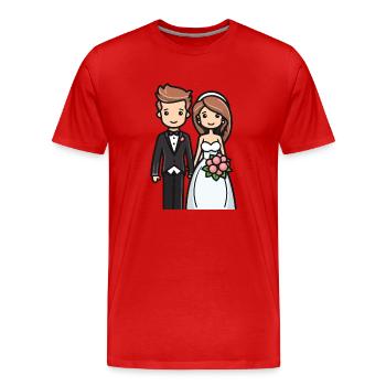 Mariée, Marié, Jeunes mariés, Mariage - T-shirt bio Premium Homme - rouge - Devant - Damien (186cm)