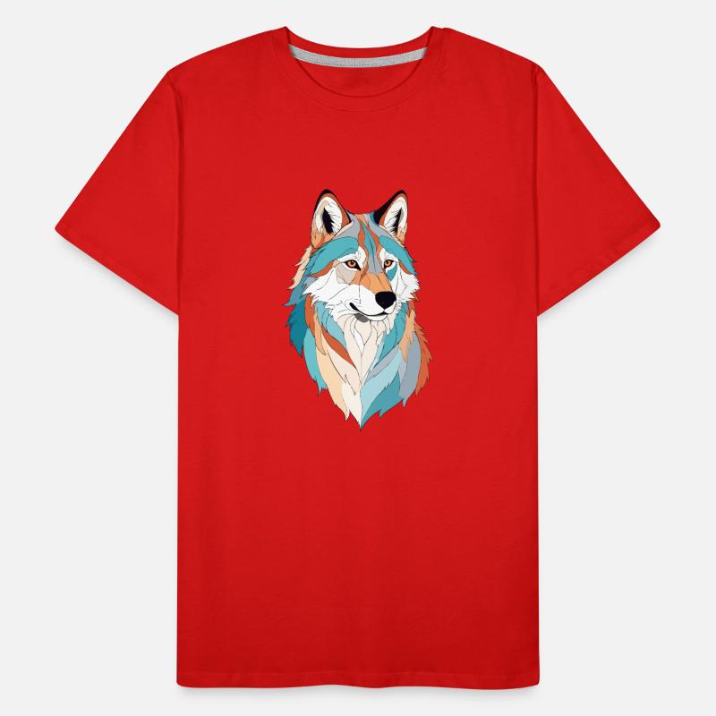 Wolf Vektor Kunst mit lebendiger Farbe Illustration Männer Premium Bio T-Shirt