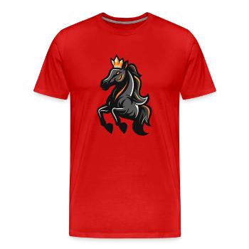 Cheval Cartoon Couronne - T-shirt bio Premium Homme - rouge - Devant - Damien (186cm)
