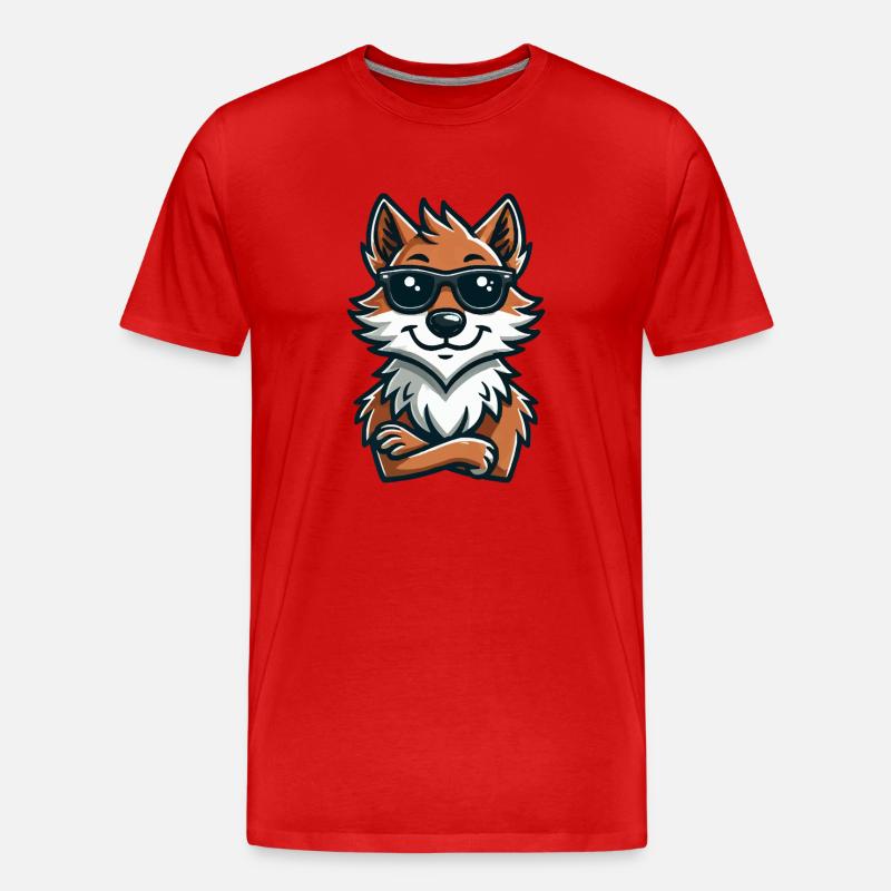 wolf sonnenbrille comic - Männer Premium Bio T-Shirt - Rot