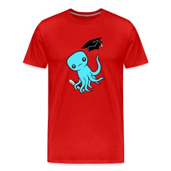 Octopus High School Graduation Passed College - Men's Premium Organic T-Shirt - red - Front - Damien (186cm)