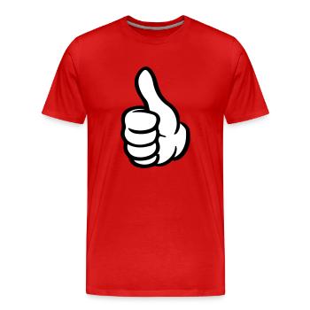 Thumb Hand Like - Men's Premium Organic T-Shirt - red - Front - Damien (186cm)