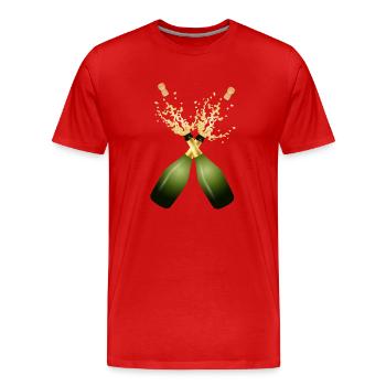 zwei Flaschen mit Sekt–für Silvester & Party - Männer Premium Bio T-Shirt - Rot - Vorne - Damien (186cm)