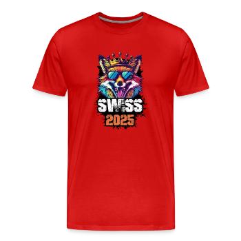 Suisse 2025 Vacances Fuchs Swiss - T-shirt bio Premium Homme - rouge - Devant - Damien (186cm)