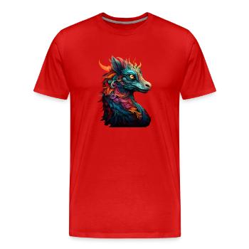 Dragon - Men's Premium Organic T-Shirt - red - Front - Damien (186cm)
