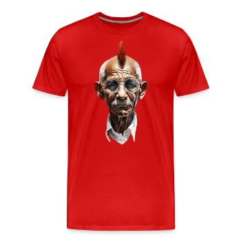 Mahatma Gandhi - Punk - révolution pacifique - T-shirt bio Premium Homme - rouge - Devant - Damien (186cm)