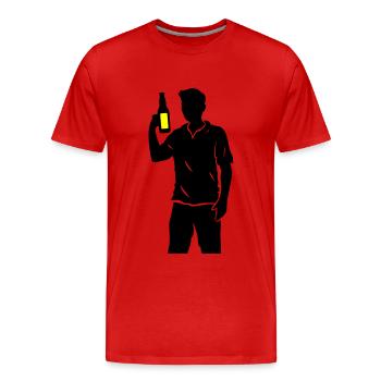 Drinking Team Bottle - Men's Premium Organic T-Shirt - red - Front - Damien (186cm)