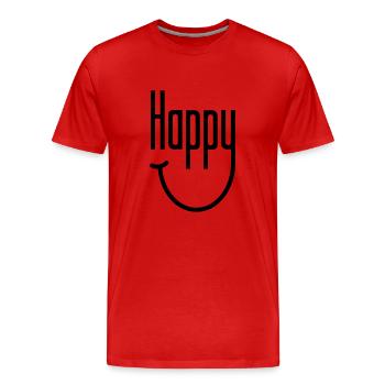 Sourire heureux - T-shirt bio Premium Homme - rouge - Devant - Damien (186cm)