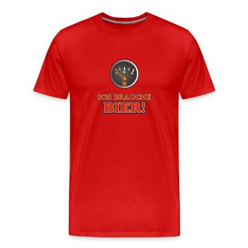 ICH BRAUCHE BIER - Männer Premium Bio T-Shirt - Rot - Vorne - Damien (186cm)