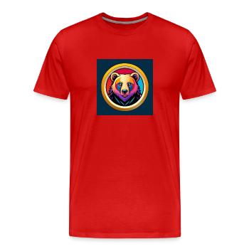 Pop-Art-Bär - Männer Premium Bio T-Shirt - Rot - Vorne - Damien (186cm)