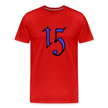 15. 15 JAHRE. 15. JAHRESTAG. 15-JÄHRIGES JUBILÄUM. - Männer Premium Bio T-Shirt - Rot - Vorne - Damien (186cm)