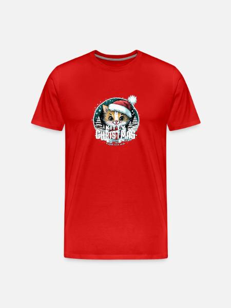 Chat de Noël - Kitty Noël - T-shirt bio Premium Homme - rouge