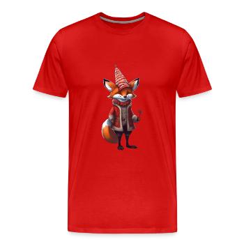 Weihnachten Festlicher Fuchs - Männer Premium Bio T-Shirt - Rot - Vorne - Damien (186cm)