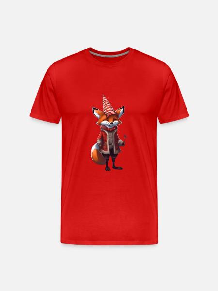 Weihnachten Festlicher Fuchs - Männer Premium Bio T-Shirt - Rot