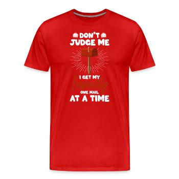 Livreurs de lettres de bureau de poste Livreurs de colis Facteurs - T-shirt bio Premium Homme - rouge - Devant - Damien (186cm)